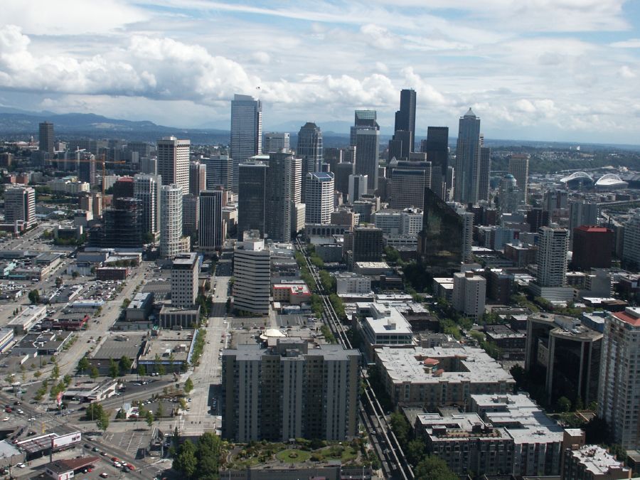 Bird's eye view of downtown Seattle